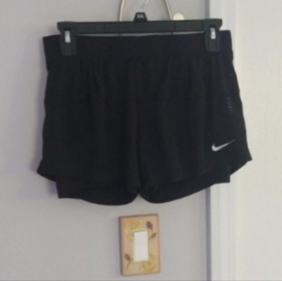 Nike Dri Fit Black Mesh Two In One Lined Athletic Shorts Women's Sz S - Picture 1 of 4